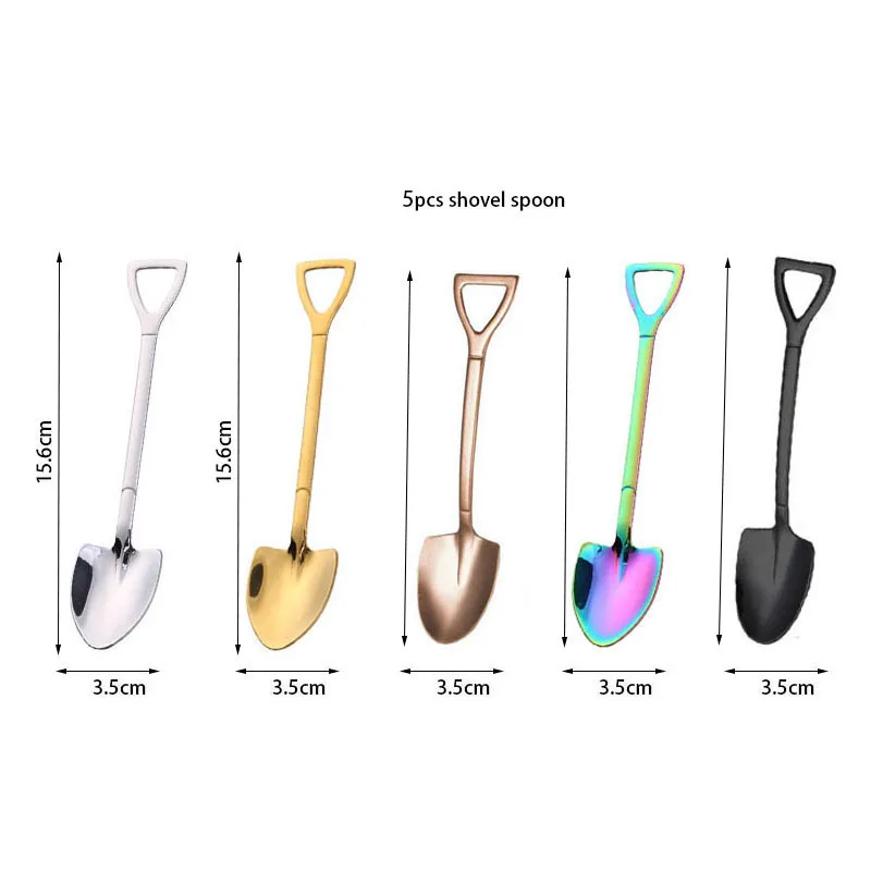 

5Pcs Coffee Spoon Set Stainless Steel Square Shovel Spoon Ice Cream Spoon Creative Tea Spoons Dessert Spoon Tableware