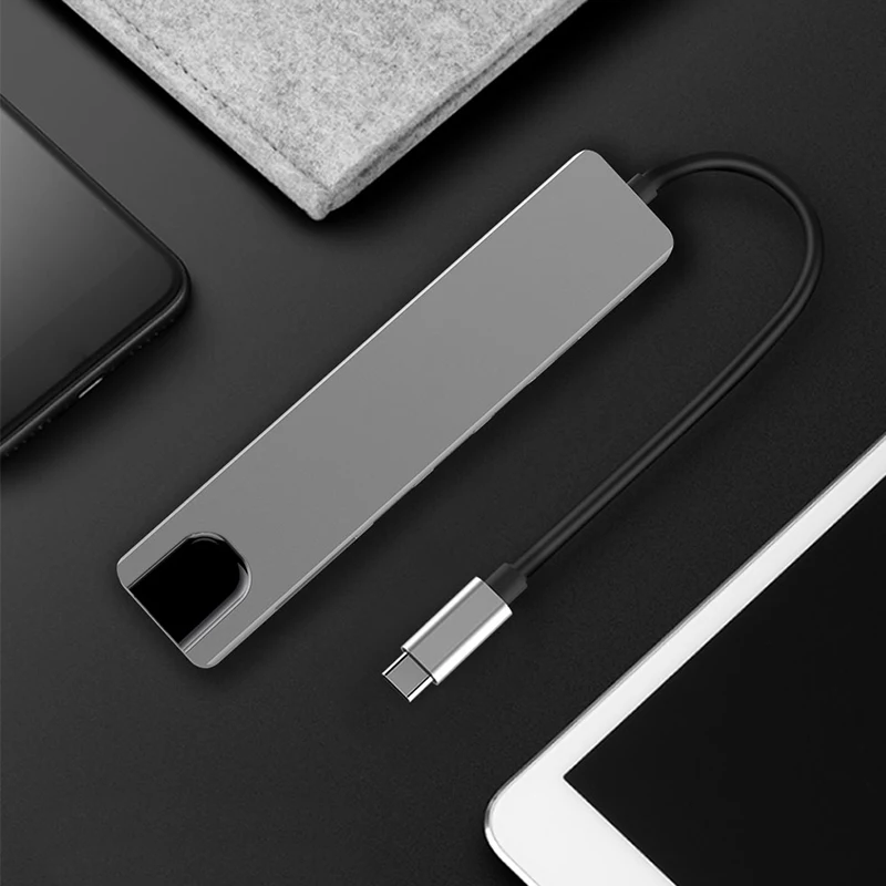 8 в 1 USB 3 0 Высокоскоростные порты Type-C концентратор Usb-C до 4K 30HZ HD ноутбук Rj45 Gigabit Ethernet