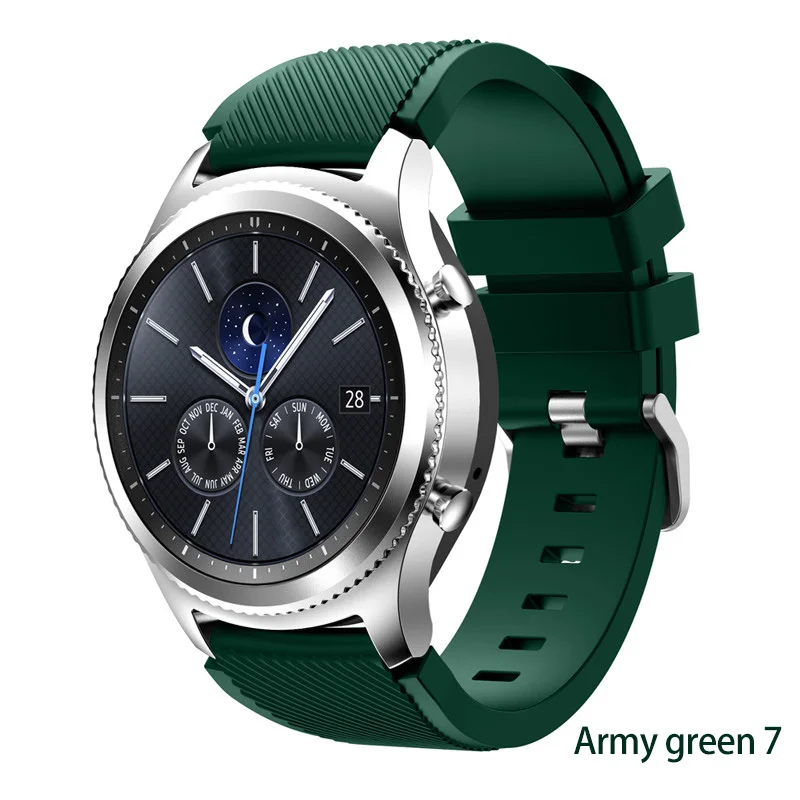 Army green 7 Ремешок для samsung gear S3 Frontier Galaxy watch 46 мм Активные мужские ремешки 22 мм силиконовый браслет ремешок для часов huawei watch gt 2 - Цвет ремешка: Army green 7