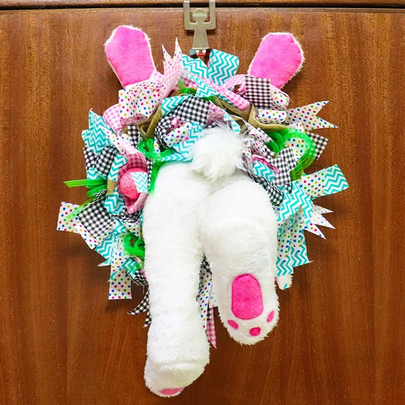 

Bunny Butt Plush Wreath- Easter Spring Outdoor Indoor Hanging Wreath, Rabbit Wreath for Front Door Decor Easter Decor