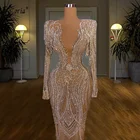 Элегантное вечернее платье с глубоким V-образным вырезом, блестящие вышитые бисером платья для выпускного вечера, бальное платье с поясом для торжественных мероприятий, индивидуальный пошив
