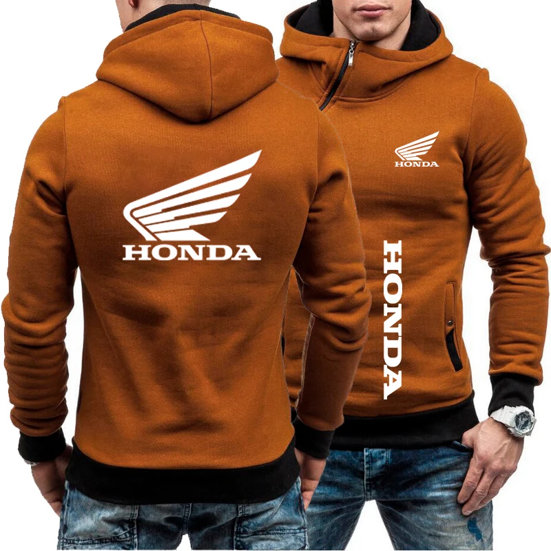

Новинка Осень 2021, Толстовка для мужчин и женщин, пуловер с принтом логотипа Honda Wing, толстовка с капюшоном и Диагональной молнией, хлопковые т...