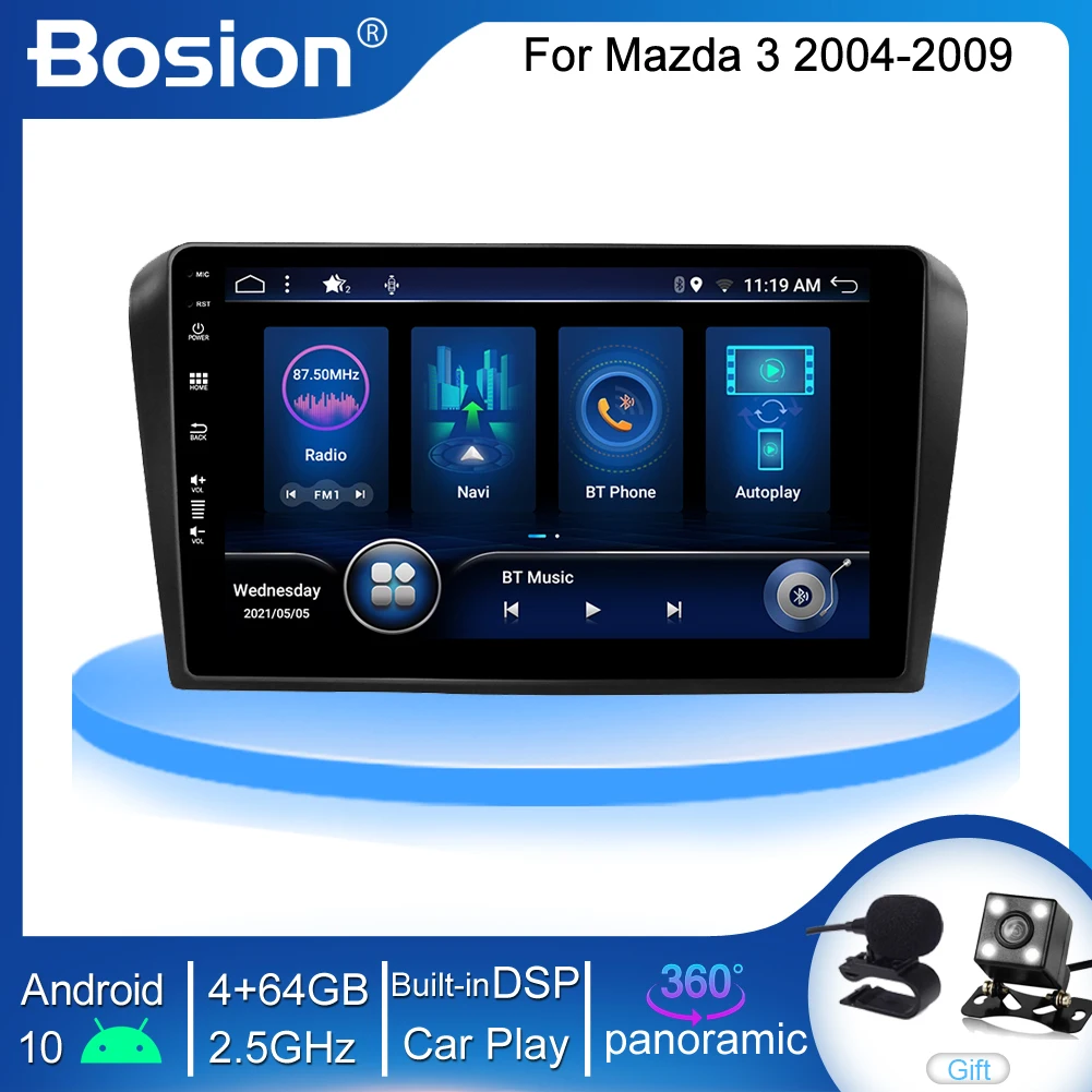 Citroen Zelfgenoegzaamheid Magazijn Bosion DSP 2 din Android 10 자동 라디오 for Mazda 3 bk maxx axel 2004-2009  Carplay 차량용 멀티미디어 GPS 2din autoradio 4GB + 64GB DAB