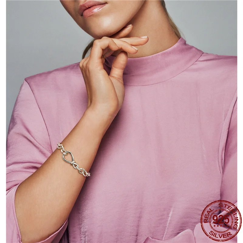 

Qikaola Hot Sale 100% 925 Sterling Silver Eternal Symbol Rosette Bracelet Fit Original Beads Charms DIY Jewelry Gift For Wome