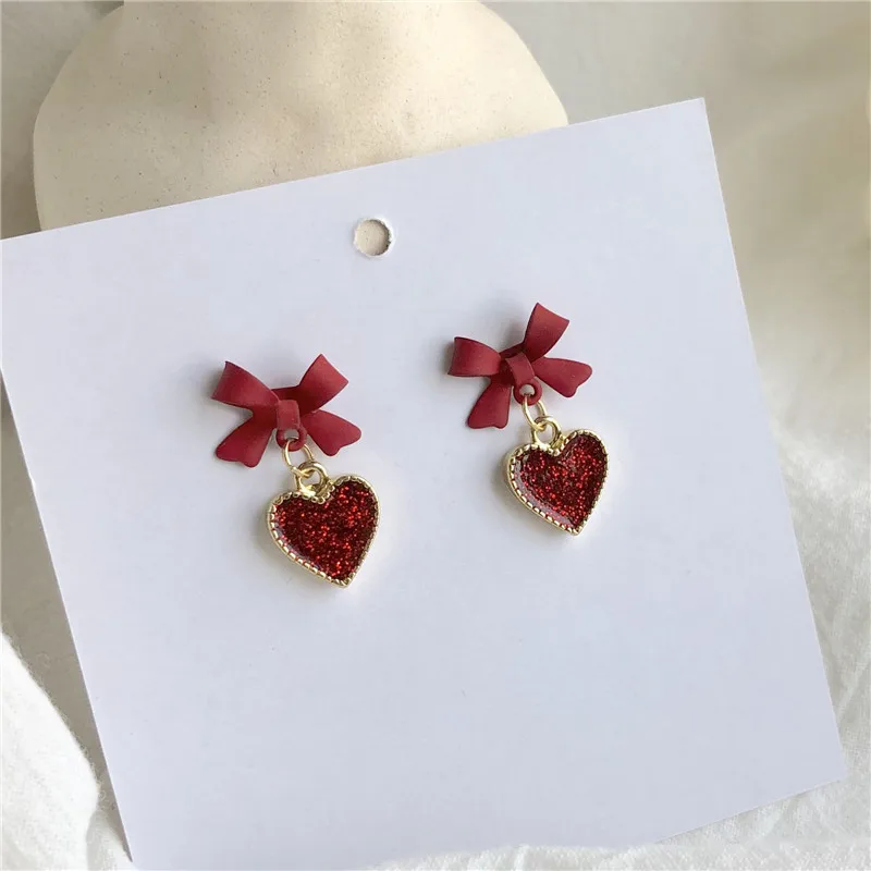 

Bowknot stud earrings love South Korea temperament contracted lovely earrings female personality