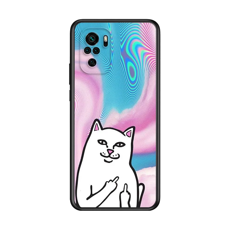 

American Street Fashion Cat For Xiaomi Redmi Note 10S 10 9T 9S 9 8T 8 7S 7 6 5A 4X Pro Max Black Phone Case