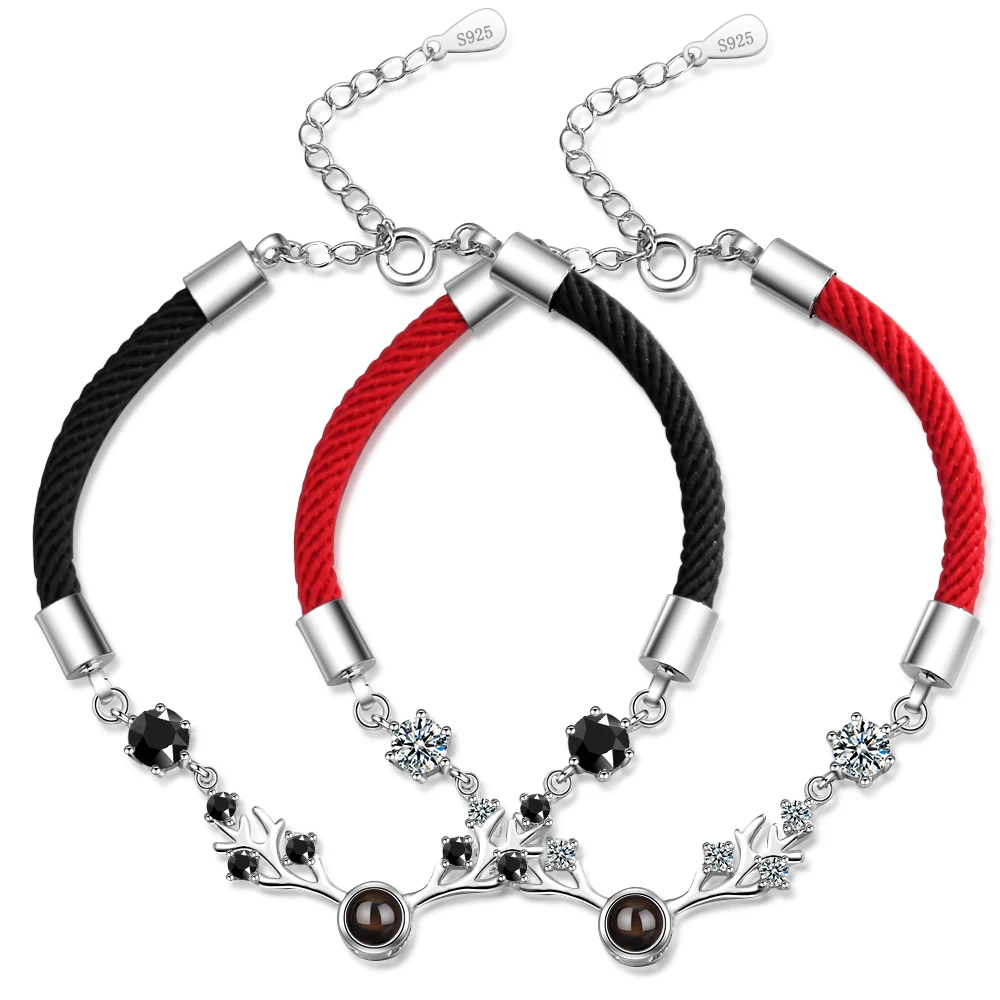 Черный и красный браслет на веревке Chereda 100 языков скажите что я люблю тебя