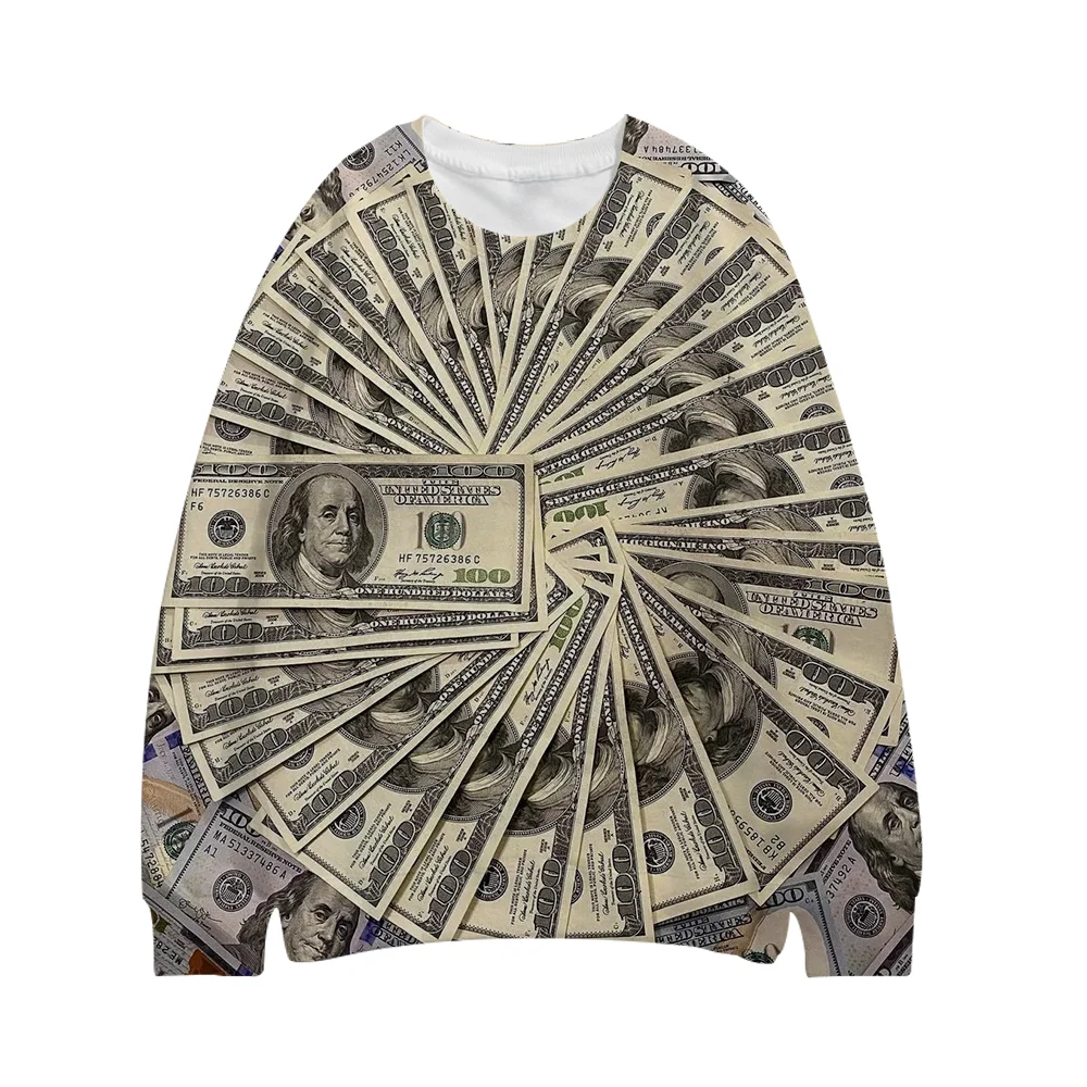 

2021 New Arrivals Men's Crewneck Sweater Long-sleeved Pullover Streetwear Funny Patterns Sweathisrt Unisex Dollar Men Clothing