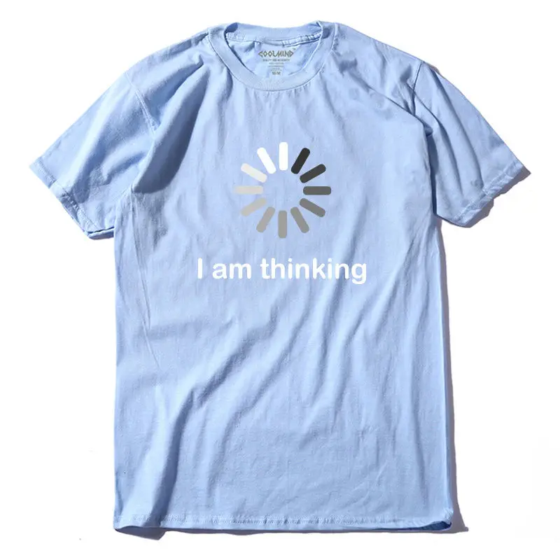 

New design comfortable kintted I'm thinking printed men T shirt casual o-neck short sleeve summer mens T-shirt