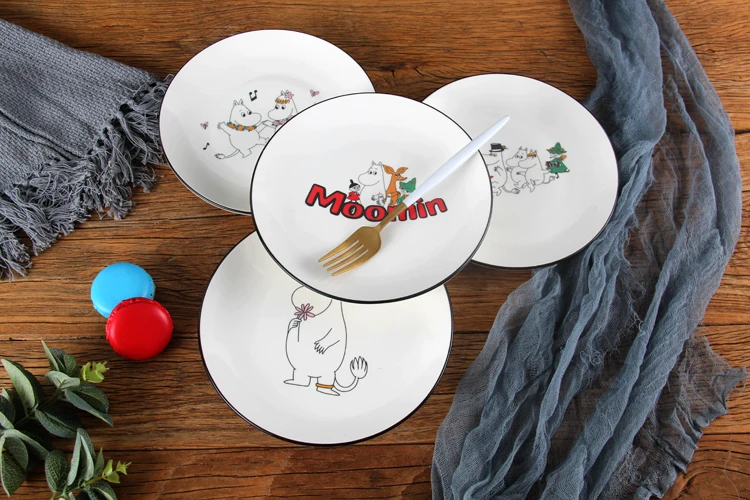 Скандинавский стиль Moomin 8 дюймов стейк керамическая тарелка рисовая чаша ложка Amy Shili мультфильм керамическая детская посуда