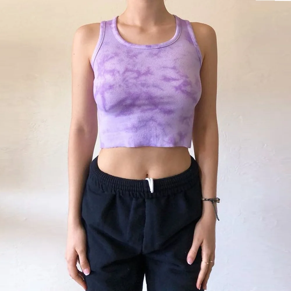 Трикотажный жилет с круглым вырезом и принтом граффити|Майки| |