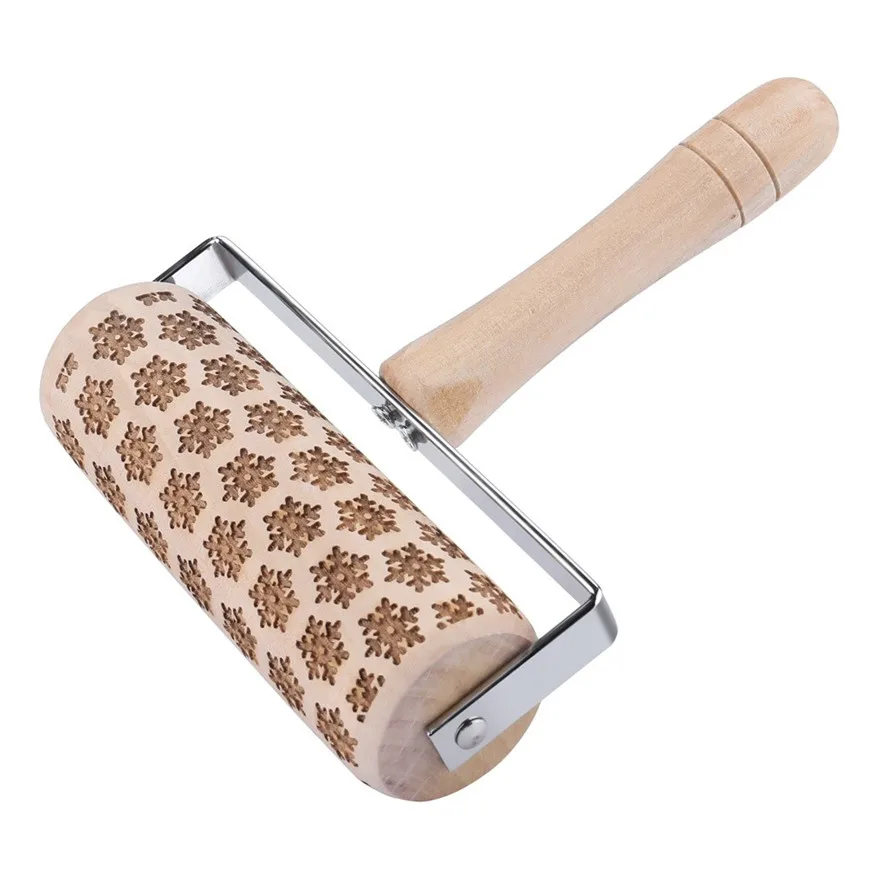 Рождественская Снежинка рельефная скалка 1 шт. деревянные рождественские Скалки