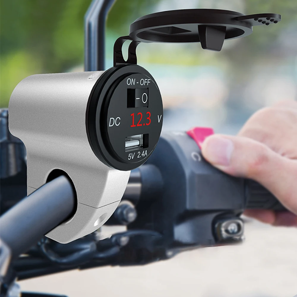 

Зарядное устройство 12 в USB 3,0 для мотоцикла, адаптер питания, тестер батареи с переключателем, вольтметр, водонепроницаемая крышка, подставка, аксессуары для мотоциклов