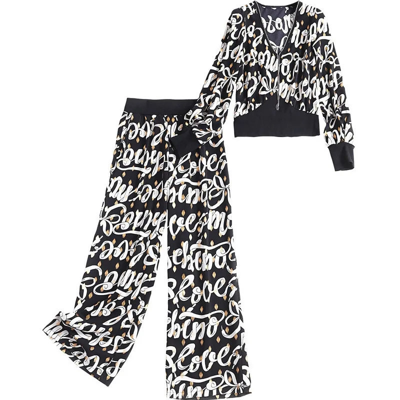 Женский шифоновый комплект из двух предметов повседневный костюм со стразами и