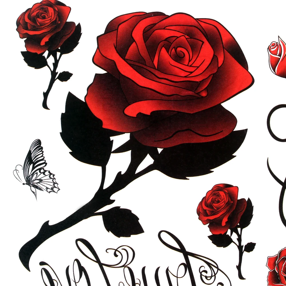

Rose Temporary Tattoo Sticker Female Waterproof Black Rose Flower Chest Hand Sexy Fake Sticker Body Art Small Tattoos Waterproof