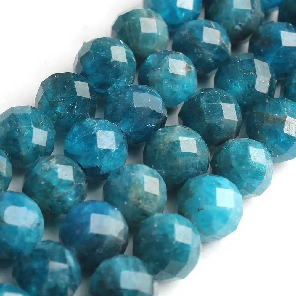 

Natural Faceted Genuine Blue Apatite Gem Stone Beads Loose Strand 6-10mm for Jewelry Making Charm Accessories DIY Necklace