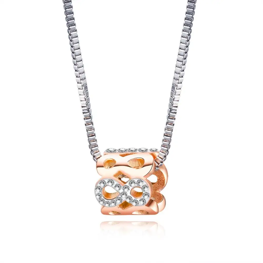 Женское ожерелье с подвеской из нержавеющей стали Infinite symbol CZ цвета розового