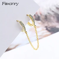 foxanry ins tassel earrings for women couples 925 stamp new terndy crystal earring party jewelry prevent allergy