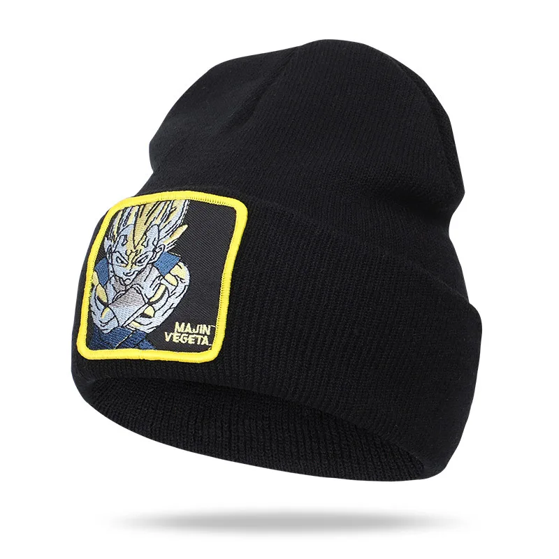 

Spot autumn and winter new qilongzhu majinvegeta embroidered pasted cloth knitted warm damp wool hat