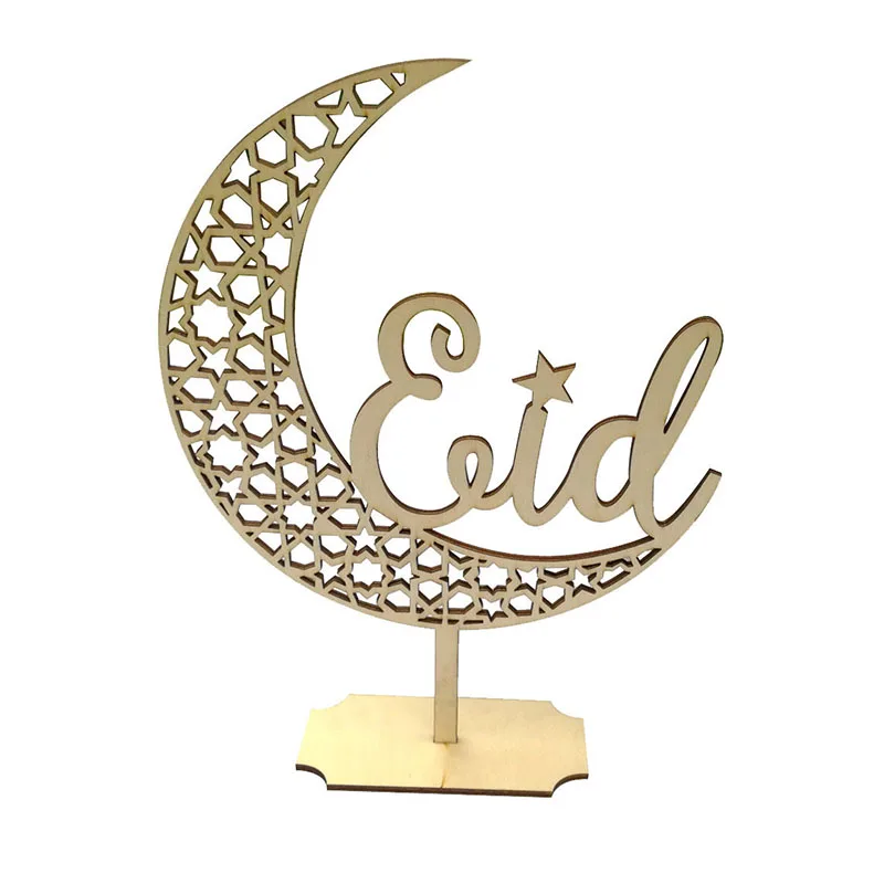 

2021 Islam Muslim Festival Party Supplies Gifts Creative Eid Mubarak Ramadan Wooden Moon Decoration Crafts Presents