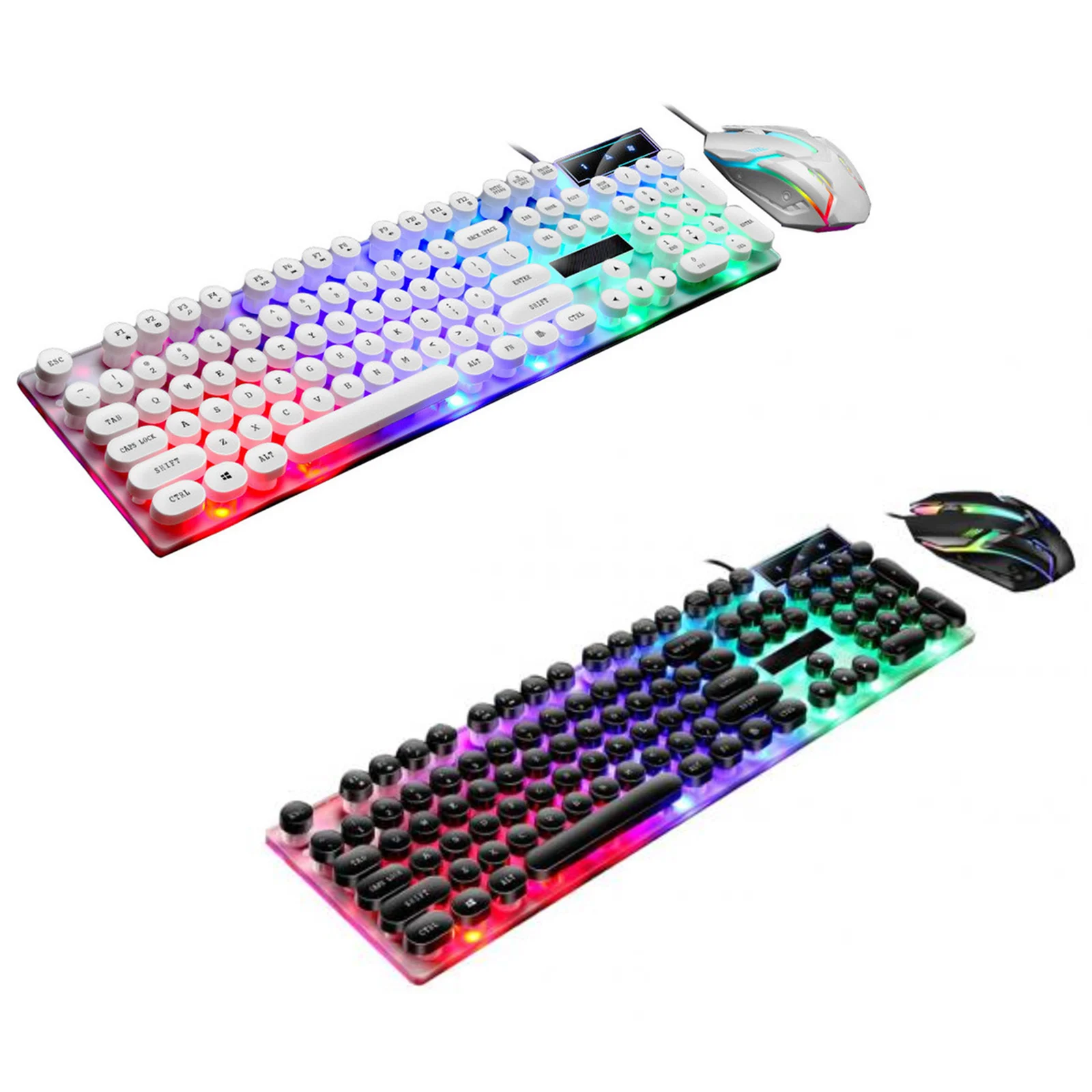 

104-Key Colorful Backlit Wired Mechanical Gaming Keyboard Mouse KIt Combo for PC Laptop Desktop Computer Home Office Bar