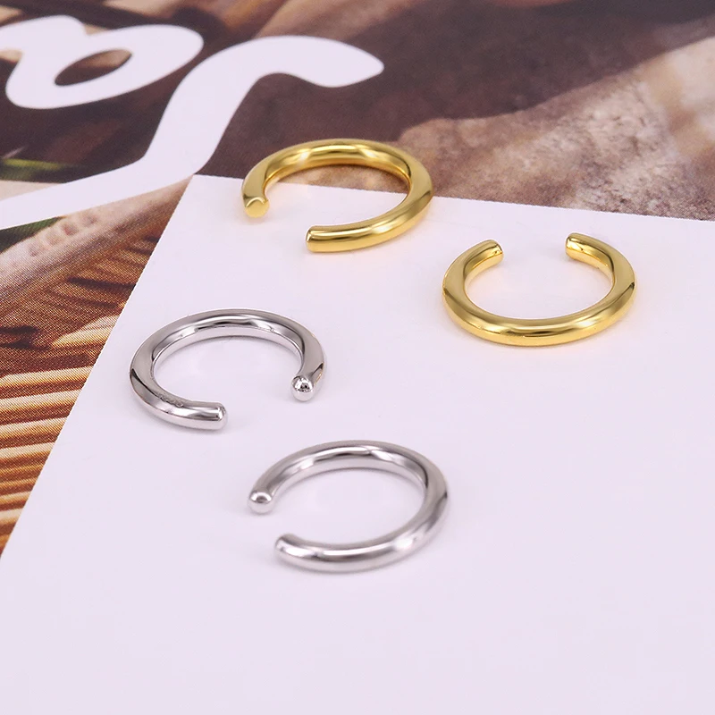 ZS простая круглая Серебряная Ушная манжета 925 пробы для женщин и девочек 2 цвета