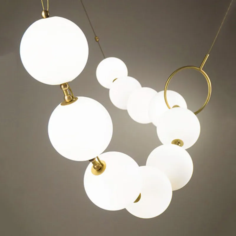Nordic Simplicity Pearl Necklace Lobby pendant lamp Living Room light Restaurant Glass Ball Showroom Hall Bubble Lamps | Освещение
