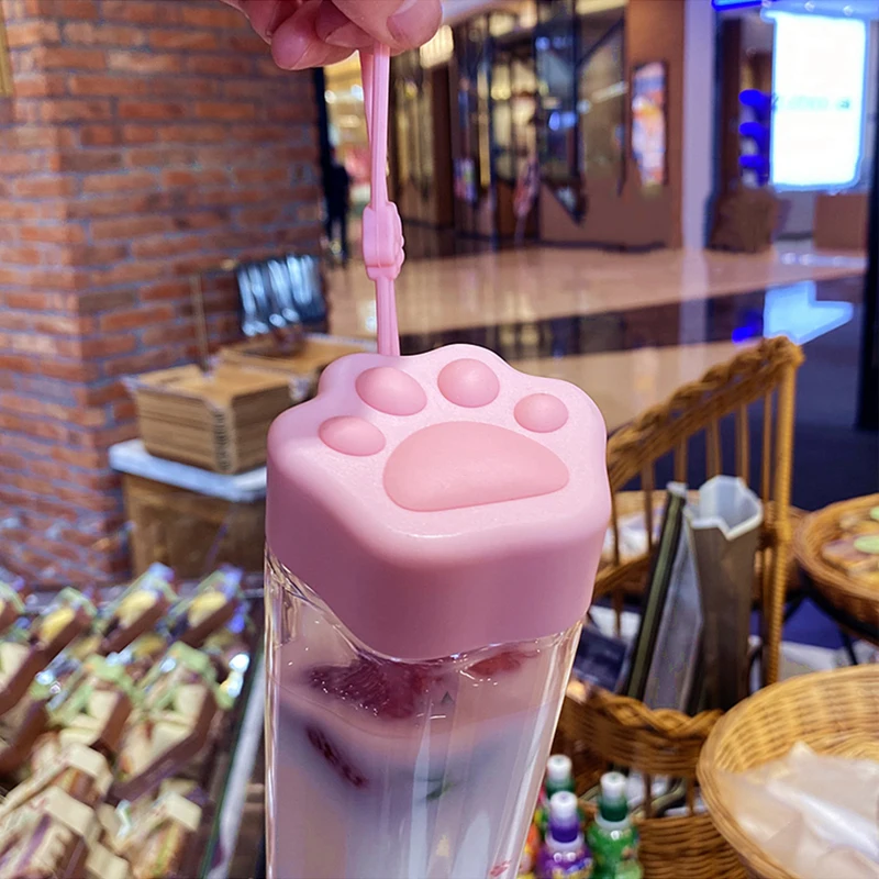 Новинка милая кошачья лапа бутылка для воды креативная Милая прозрачная