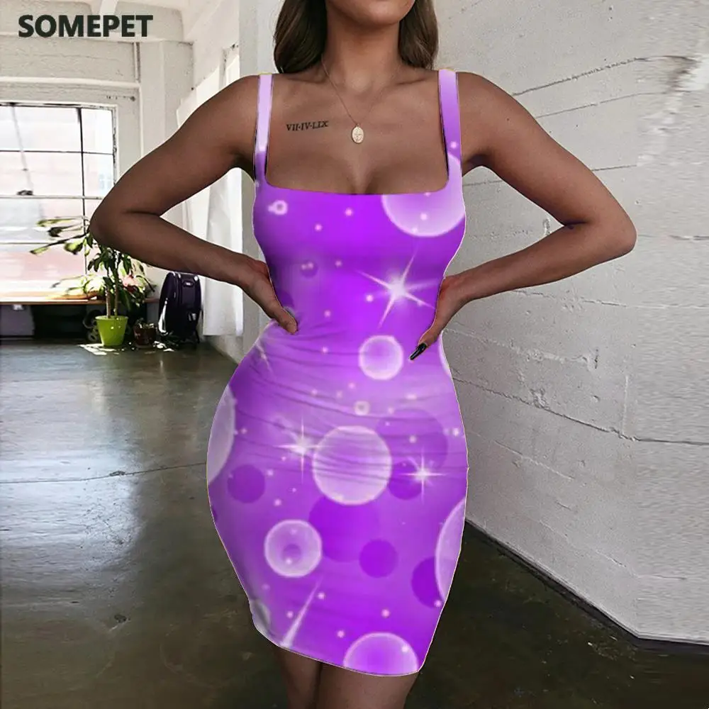 

SOMEPET Colorful Dress Women Graphics Halter Sleeveless Psychedelic 3d Print Harajuku Ladies Dresses Womens Clothing Party Short