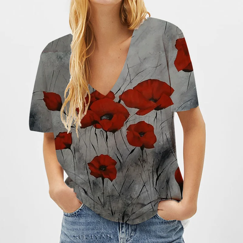 

Tops Women 2021Summer Butterfly Printed WomenT Shirt Short Sleeve Female Street Casual Loose Oversize Ladies Tops Plus Size 5XL