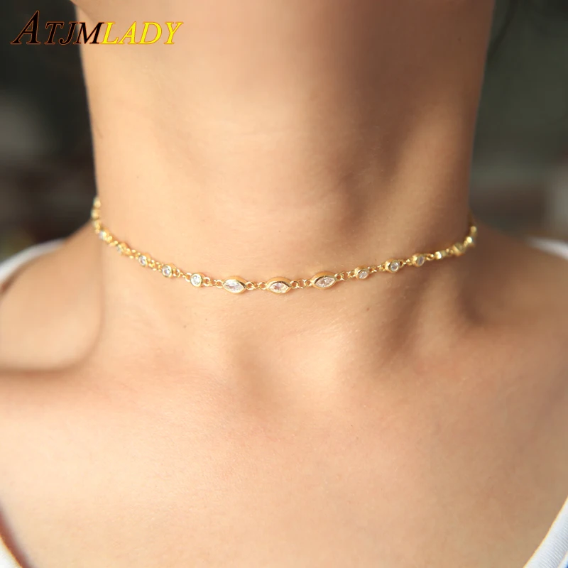 Ожерелье чокер женское из серебра 925 пробы с фианитами|choker necklace|ladies jewelrynecklace necklace |