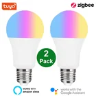 Светодиодная смарт-лампа Tuya Zigbee E27, приглушаемая Led RGB лампа с изменением яркости, RGBCW белый декоративный светильник для дома, 9 Вт
