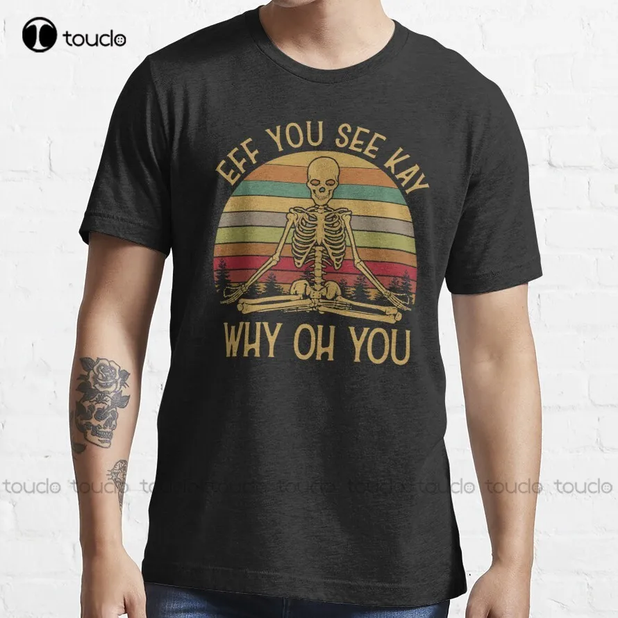 

Футболка с надписью Ф You See Kay Why Oh You Skeleton Yogas Vintage Essential, оранжевые рубашки для женщин, модная забавная Новая цифровая печать
