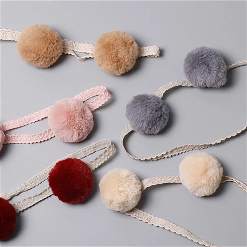 Повязка на голову с милыми плюшевыми шариками для девочек милые и маленькие