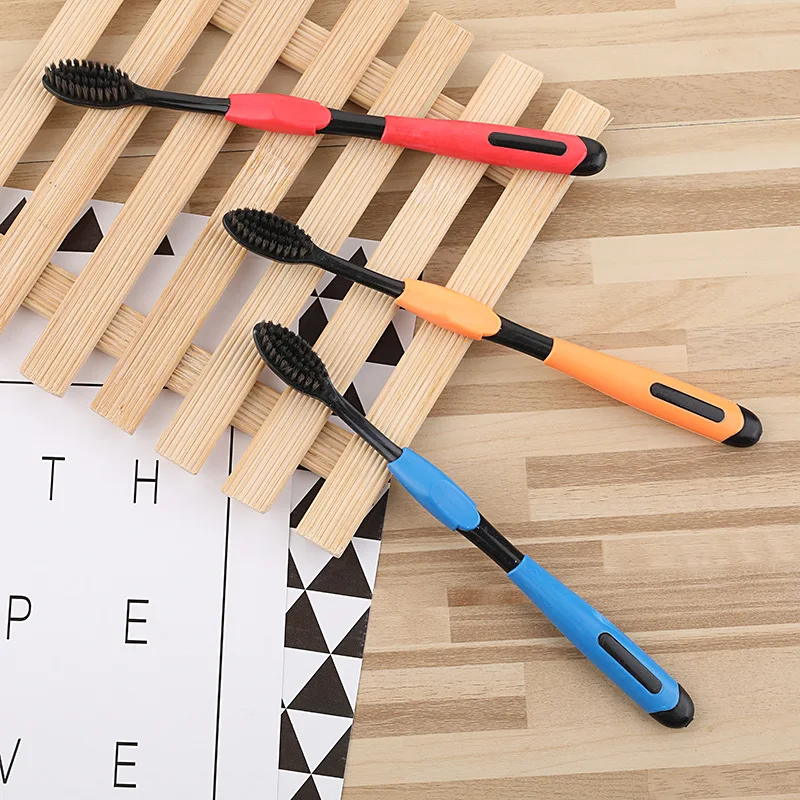 Зубная щетка для взрослых 4 шт. зубная с бамбуковым углем портативная ручная