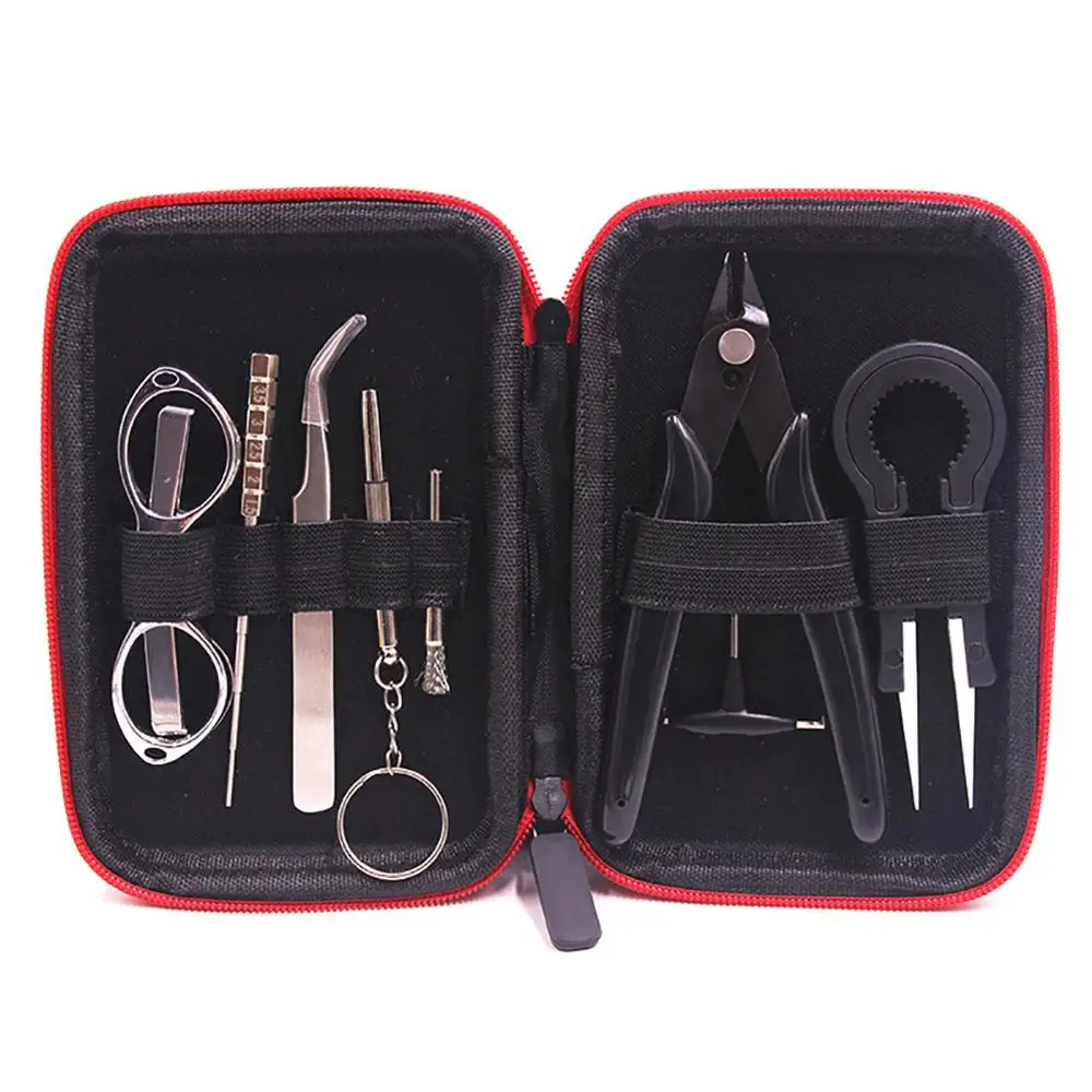 

Electronic 9 in 1 Cigarette DIY Tool Kit Coil jig Tweezers Pliers Repair Tool Kits for Cig Accessories Vape Bag Coiling Kit