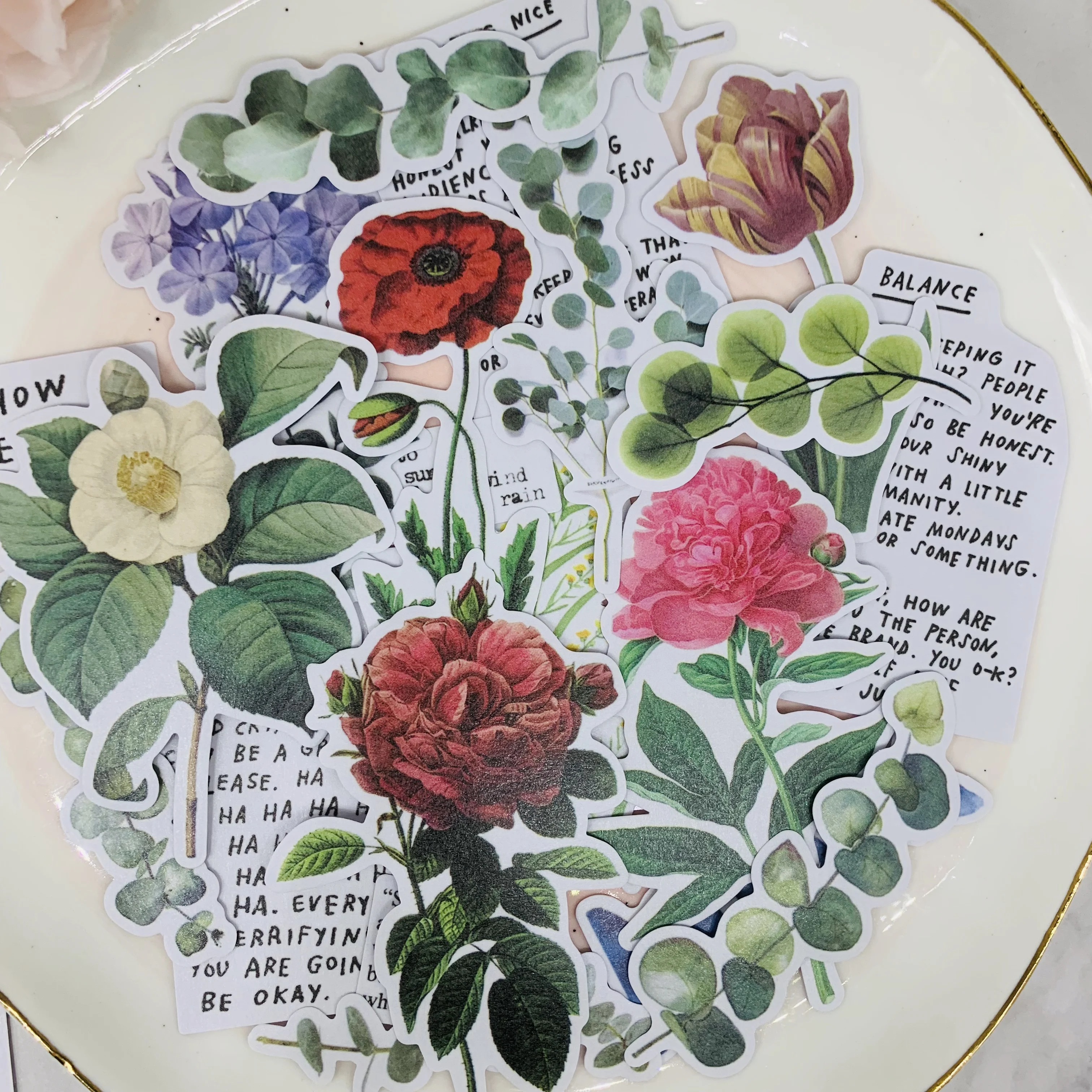 

22Pcs Vintage Flowers Sticker DIY Craft Scrapbooking Album Junk Journal Happy Planner Decorative Stickers