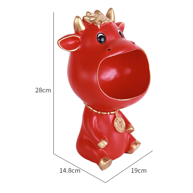 

2021 Nordic Lucky Cow Multifunctional Candy Storage Box Entrance Key Candy Tray Living Room Ornaments Wedding Gift JA55