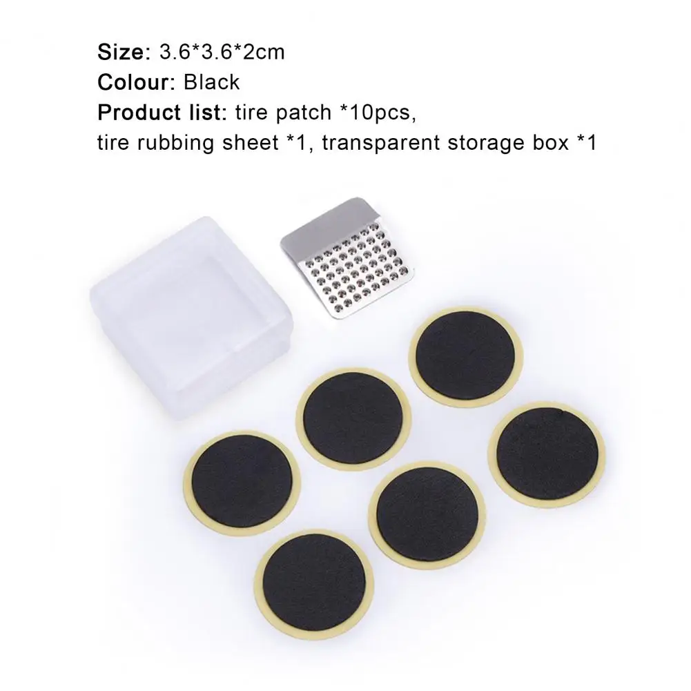 

10Pcs Good Air-tightness Glue-free Tire Patch Portable Universal Bike Tyre Repair Case Tool Kit for MTB Road Bicycle