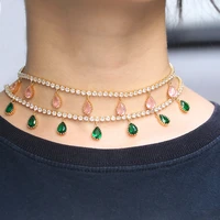funmode high quality gold color waterdrop female choker necklace for women dress jewelry accessories gifts wholesale fn164