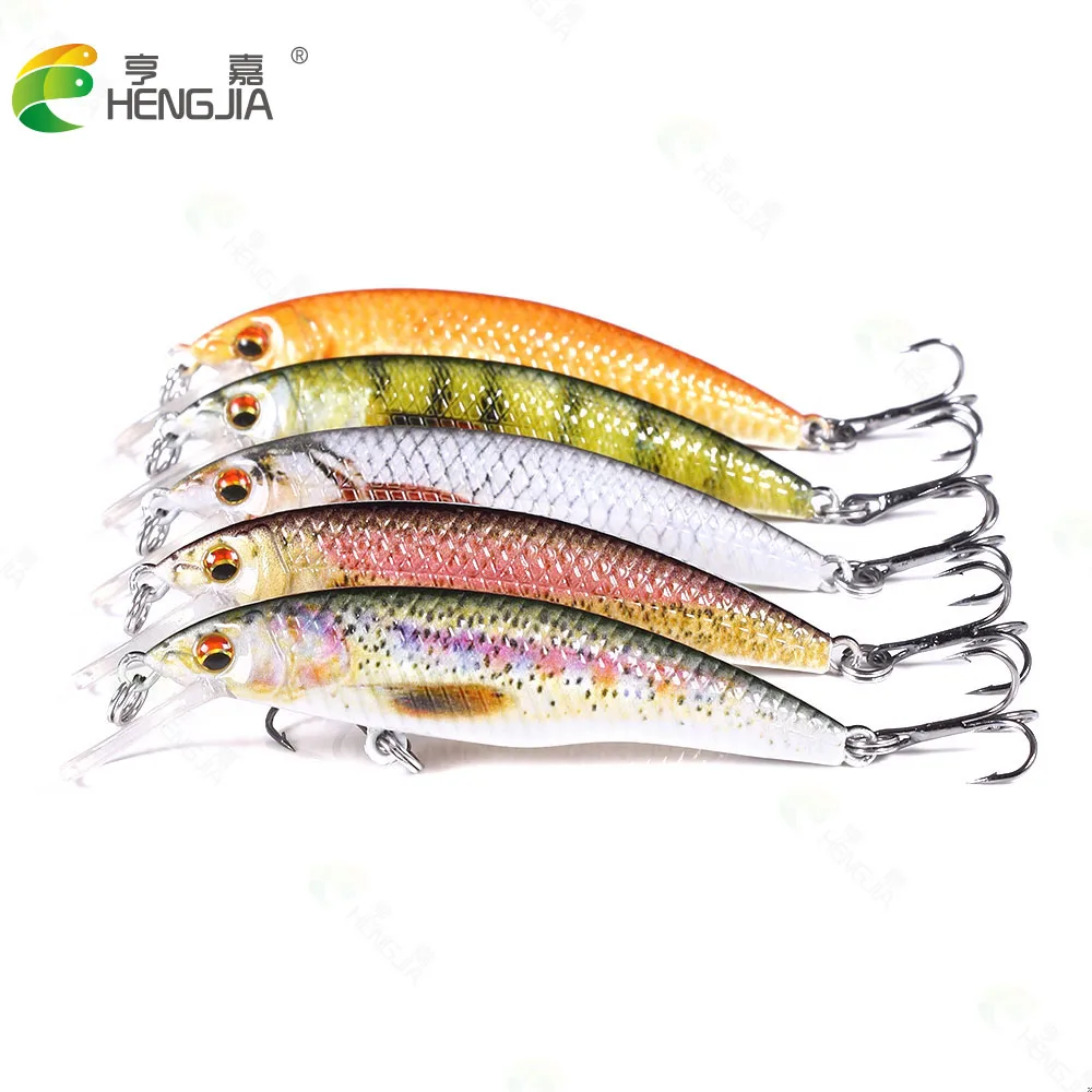 

HENGJIA 1pcs Minnow Fishing Lure 8cm 7g Floating Artificial Hard Bait Fishing Tackle Plastic Fish Wobbler