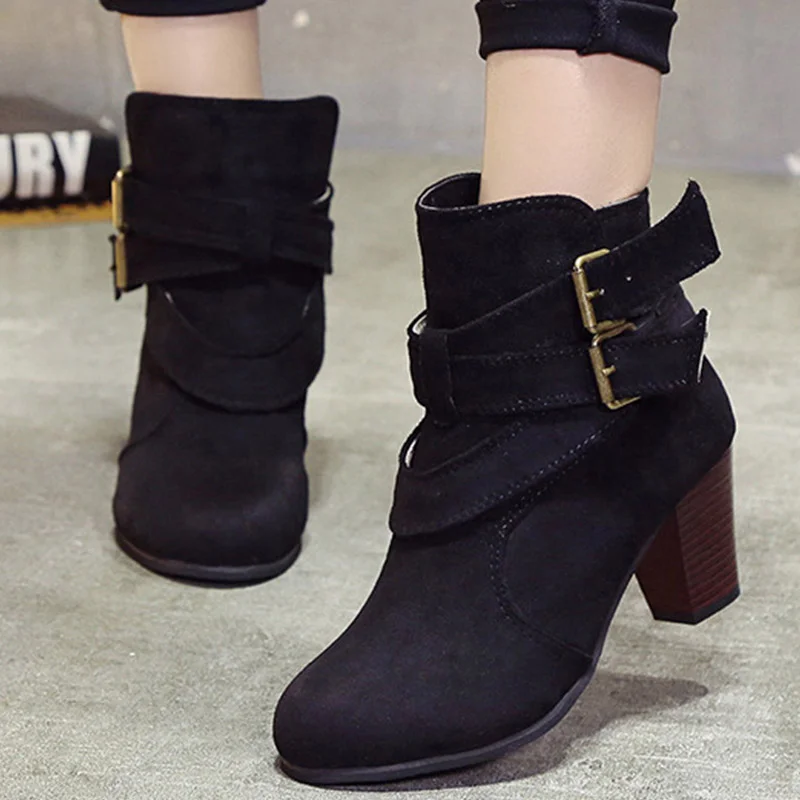 

Boots Women 2021 New Fashion Women's Boots Zipper Female Shoes Chunky Heel Ankle Boots Comfortable Soft Female Shoes Botas Mujer