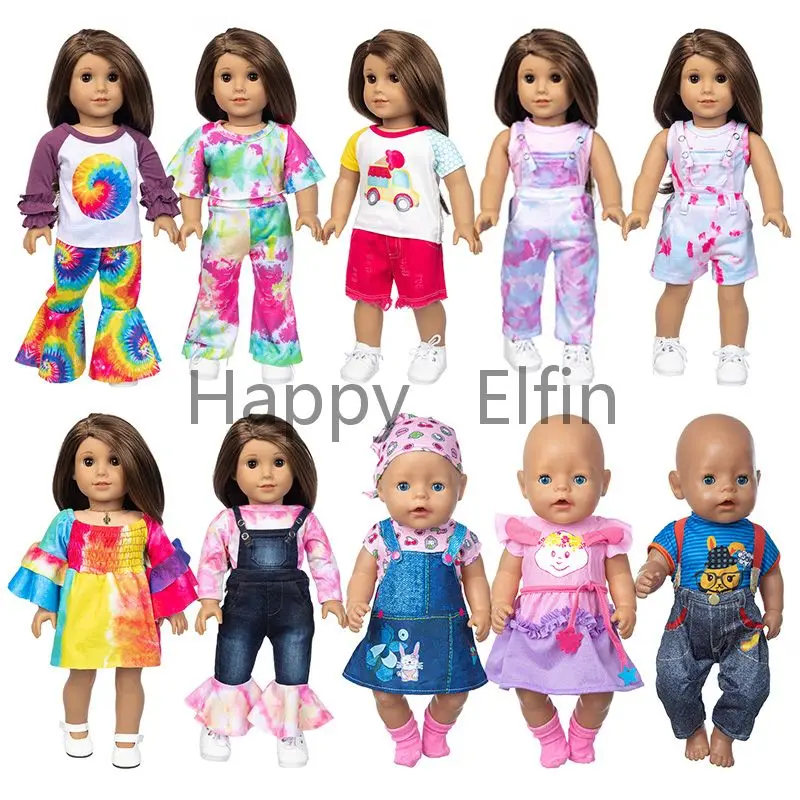 

Happy Elfin 2021 Newest design Spring clothes set New color fit for 18 inch 45CM doll accessory doll clothes for Doll Toy