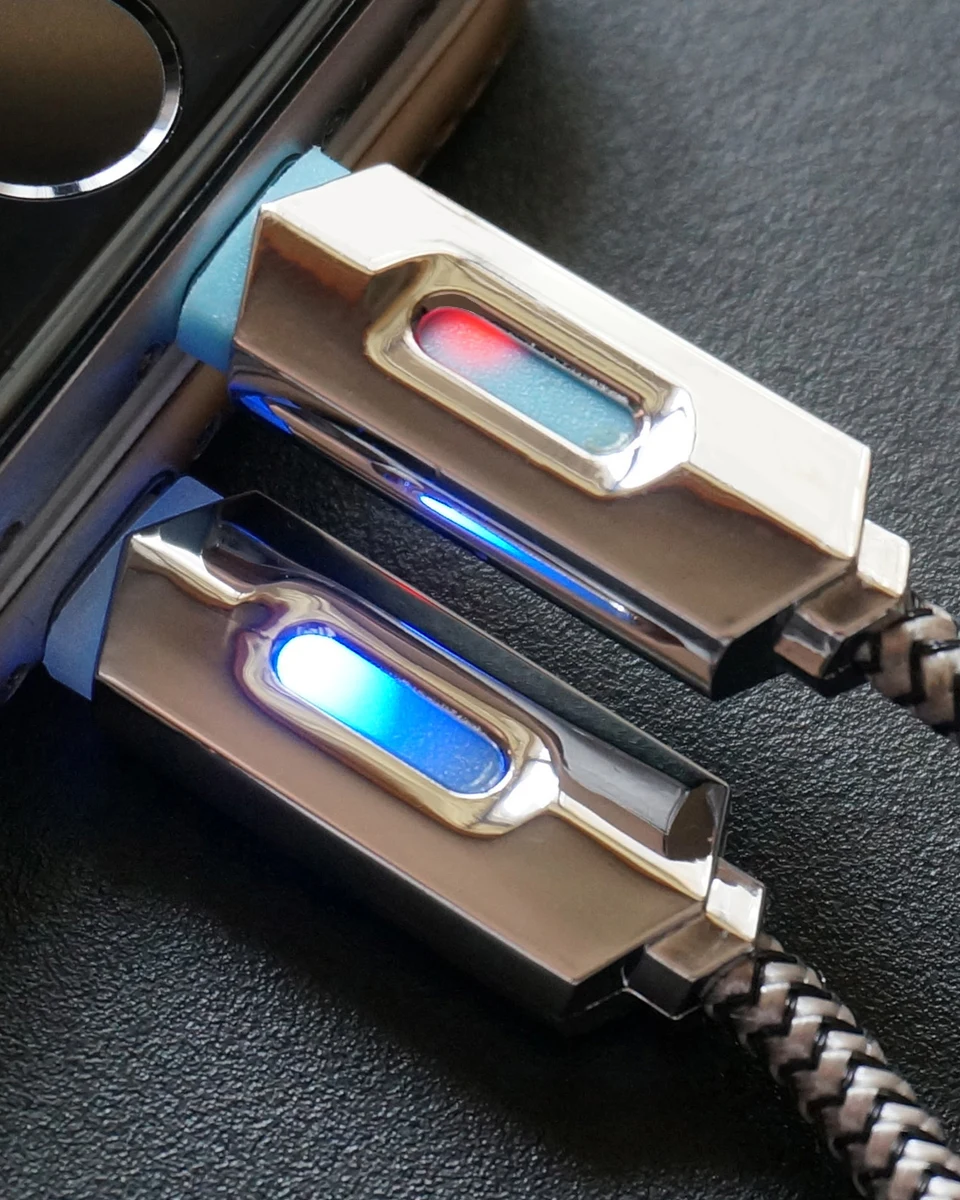 STONEGO светодиодный кабель с индикатором usb type C и Micro USB Кабель-адаптер с нейлоновой оплеткой кабель для синхронизации данных и зарядки 0,5 м 1 м 2 м 3 м
