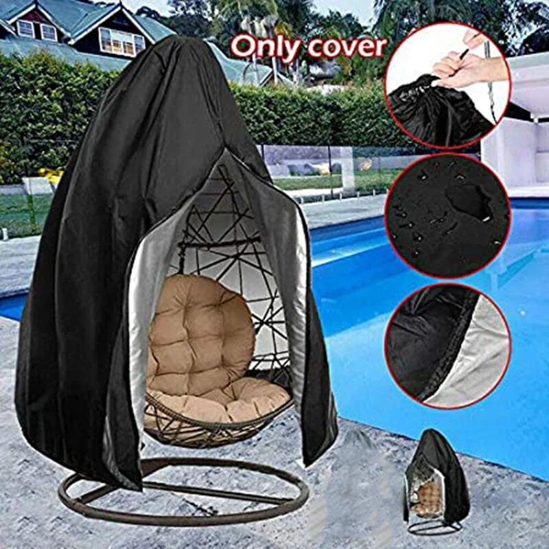 

Hot Patio Hanging Egg Chair Cover Outdoor Swing Egg Chair Cover Waterproof Anti-Dust with Zipper 210D Oxford Fabric Veranda