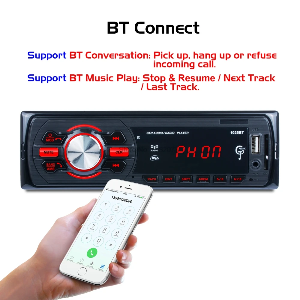 От DHL 10 шт. автомобильное радио 1025 цифровой плеер Bluetooth Автомобильный MP3 Радио