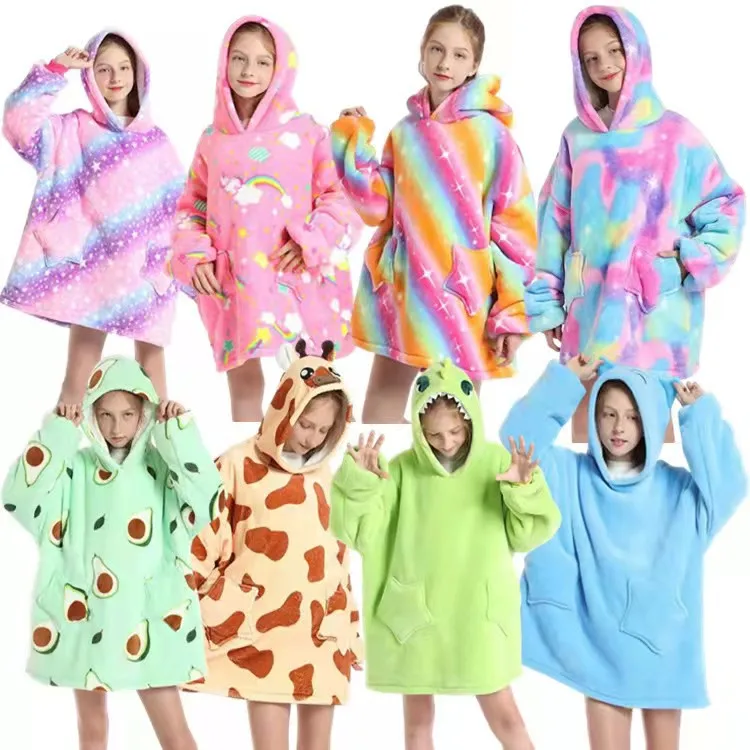 

Худи, свитшот для детей, Толстовка Оверсайз, свитшот, одеяло, пальто, удобный пуловер, ТВ, Рождественская теплая Домашняя одежда с капюшоном