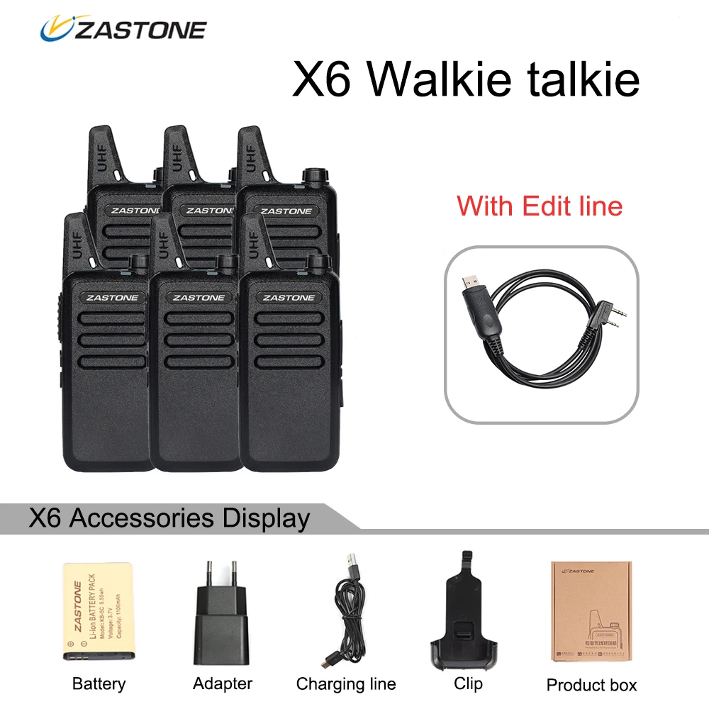 6PCS Zastone X6 Mini Walkie Talkie 400-470 UHF Walkie Talkie Portable Handheld Radio Comunicador Two-Way Ham Radio enlarge