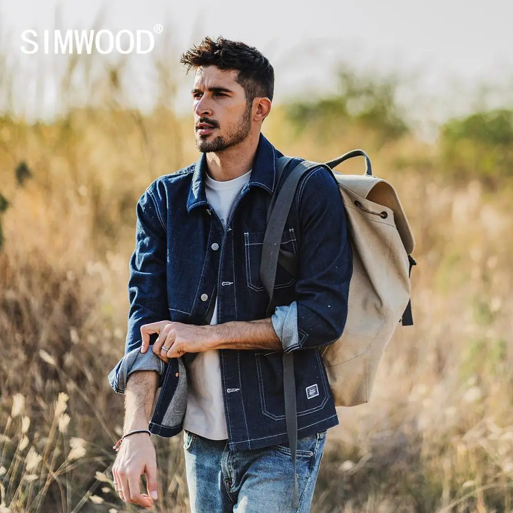 SIMWOOD 2020 Весенняя новая джинсовая мужская Куртка карго chore верхняя одежда размера
