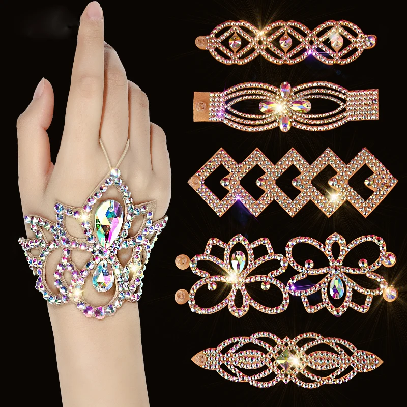 Performance Exquisite Dance Accessories Rhinestone Egyptian Belly Dance Jewelry Set Hand Made Diamond Bracelet Earrings Necklace
